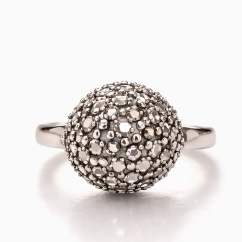 Vintage Sterling Silver Marcasite Dome Ring Size 9